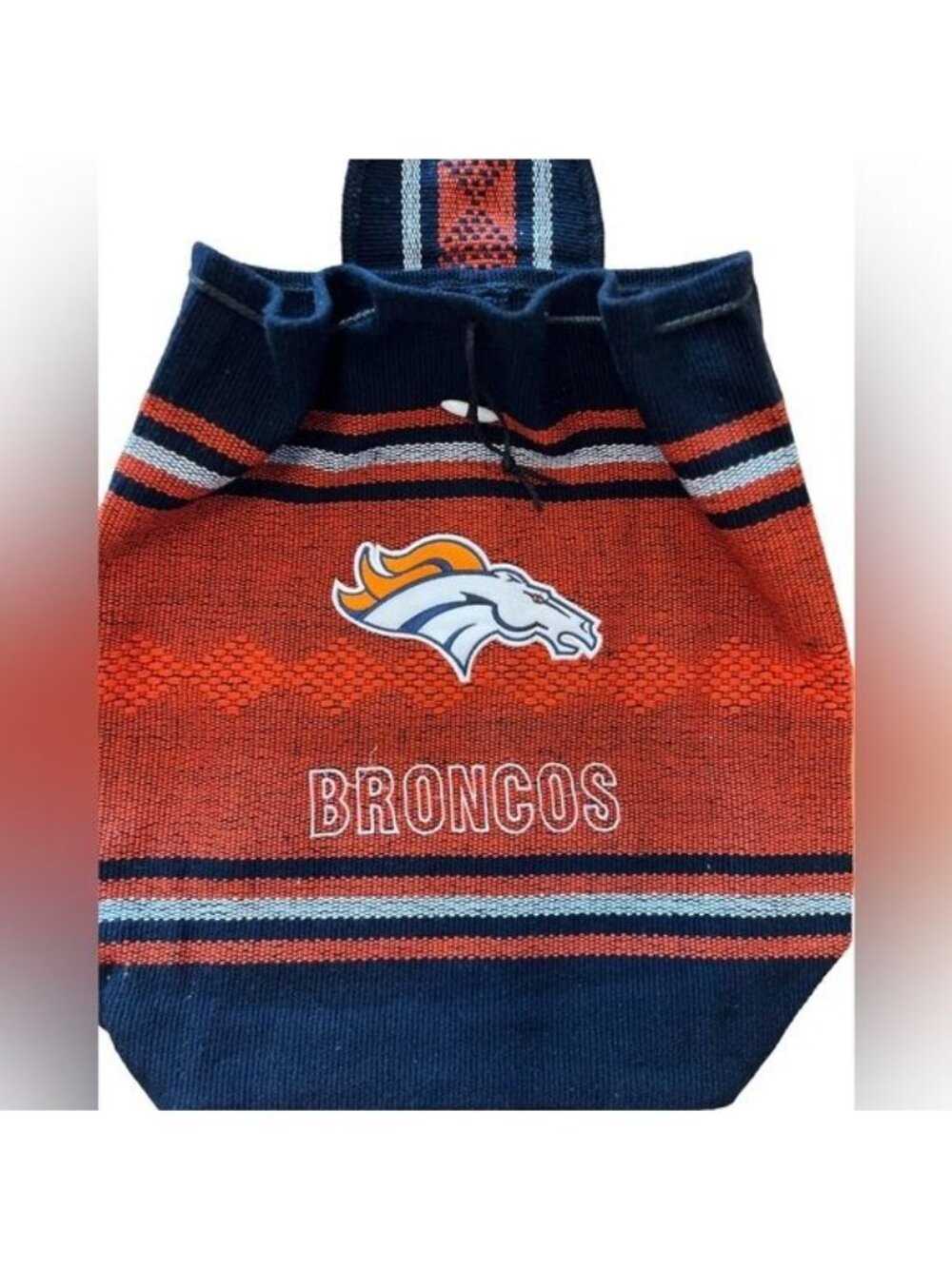 NFL Denver Broncos Football Woven Backpack with Drawstring Tailgate Bag